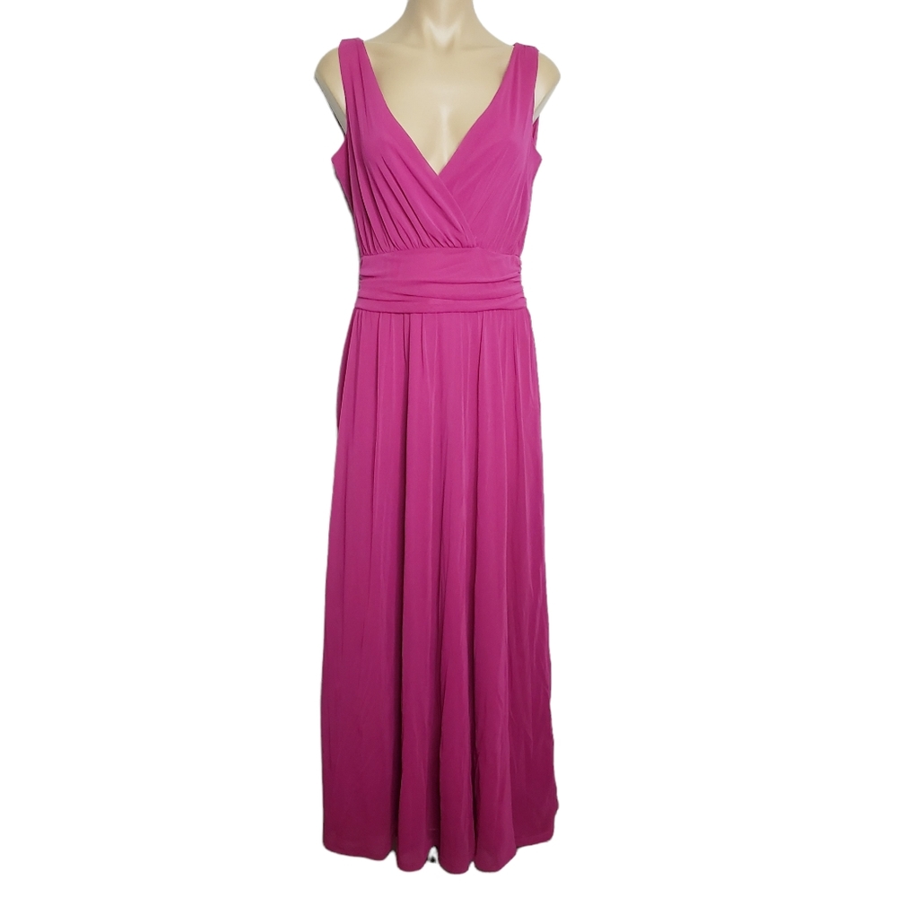 Vintage Newport News Maxi Chiffron Empire Waist Plunge Dress Long size 10